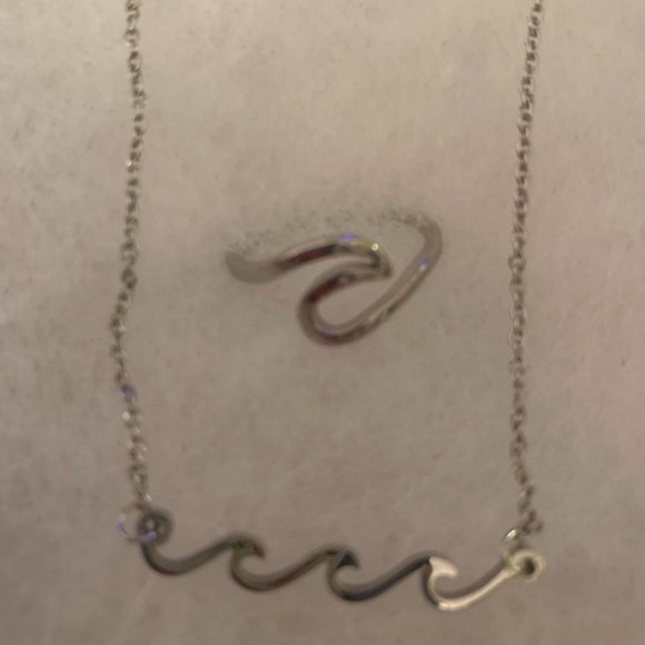 Wave Set Necklace and Ring - Picture 2 of 2